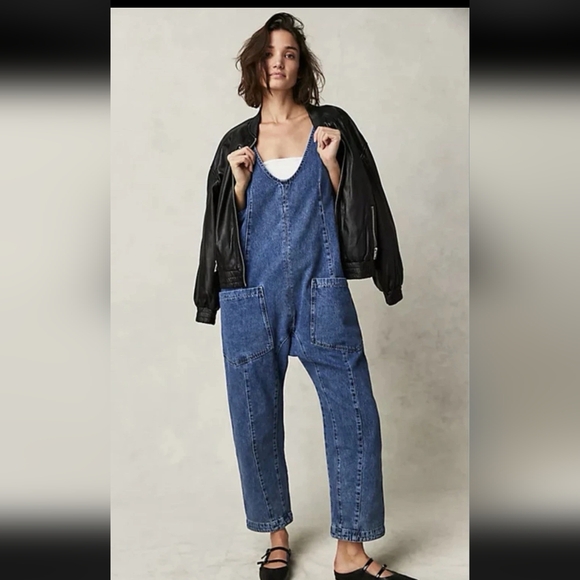 We The Free Denim - We The Free Blue Denim High Roller Jumpsuit Sz S